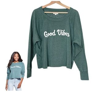 Grayson Threads Good Vibes Sweatshirt in Green Size XL